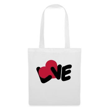 Love Text Valentinstag Logo Herz Liebe Statement - Stoffbeutel - Weiß - Vorne
