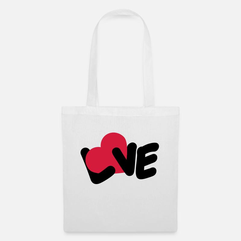 Love Text Valentinstag Logo Herz Liebe Statement - Stoffbeutel - Weiß