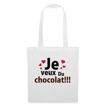 je veux du chocolat - Sac en tissu - blanc - Devant