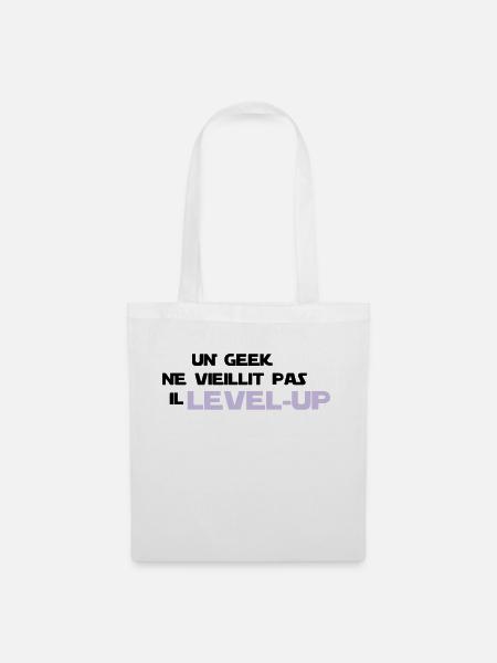 un_geek ne vieillit pas il Level up - Sac en tissu - blanc