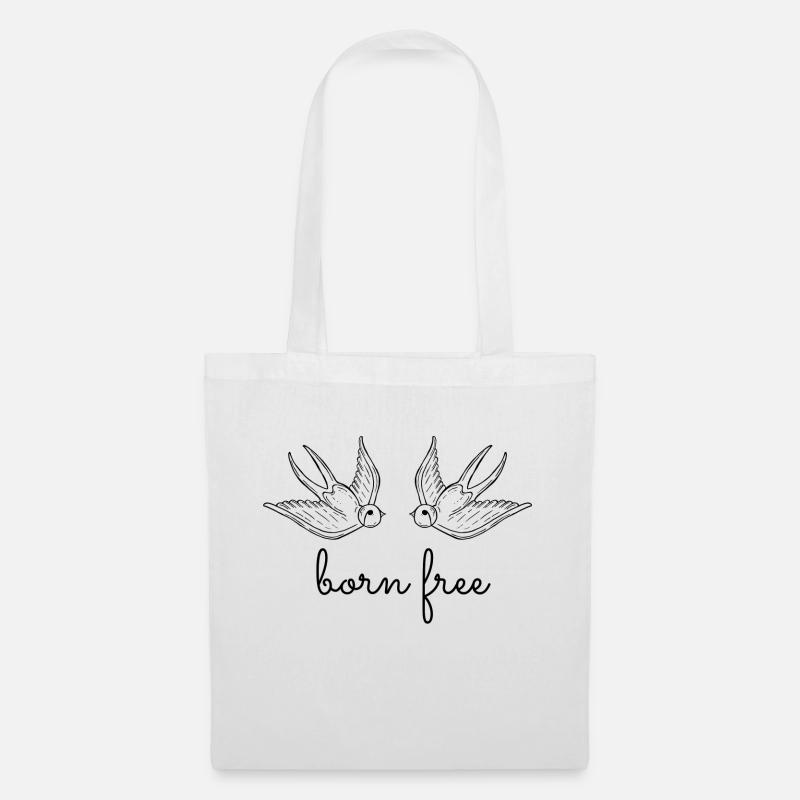 Schwalben - born free - Stoffbeutel - Weiß