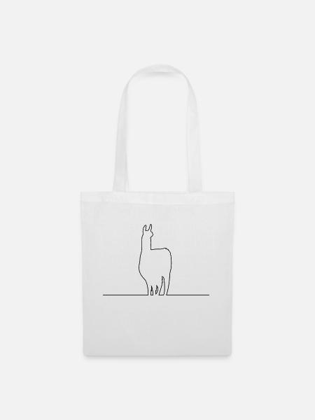 lama silhouette kontur - Stoffbeutel - Weiß