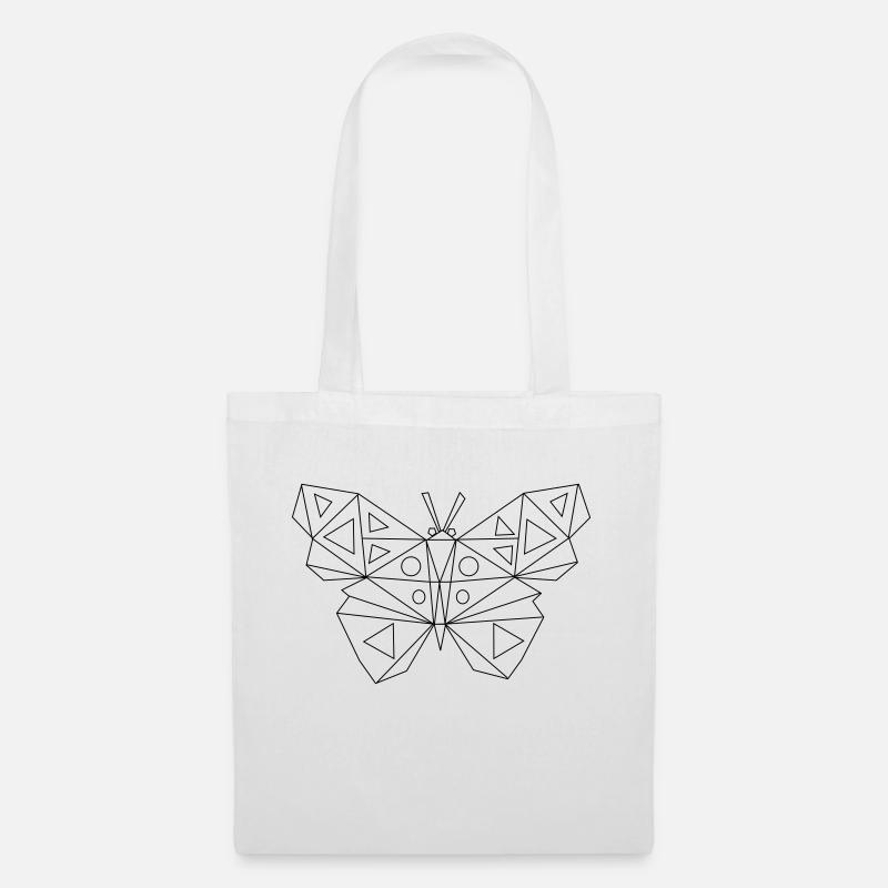 Low Poly Art - Schmetterling - Stoffbeutel - Weiß