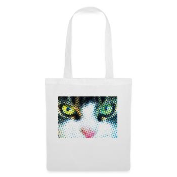 Katzenaugen im Pop-Art Stil - Stoffbeutel - Weiß - Vorne