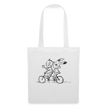 Hund Katze Fahrrad - Stoffbeutel - Weiß - Vorne