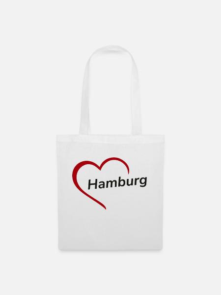 Hamburg mit Herz - Meine Stadt - I Love - Stoffbeutel - Weiß