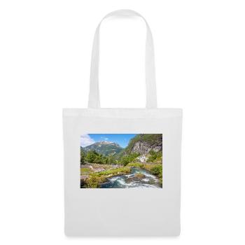 Vue panoramique de Geiranger depuis Storseterfossen - Sac en tissu - blanc - Devant