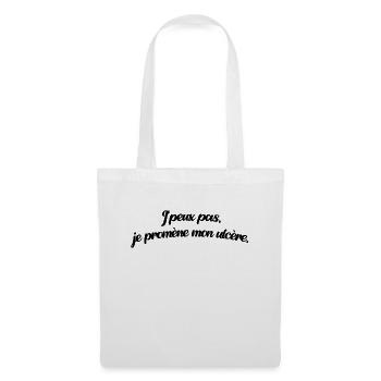 Humour noir - "J'peux pas je promène mon ulcère." - Sac en tissu - blanc - Devant