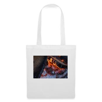 Close up of wood on fire with embers and smoke - Tote Bag - white - Front