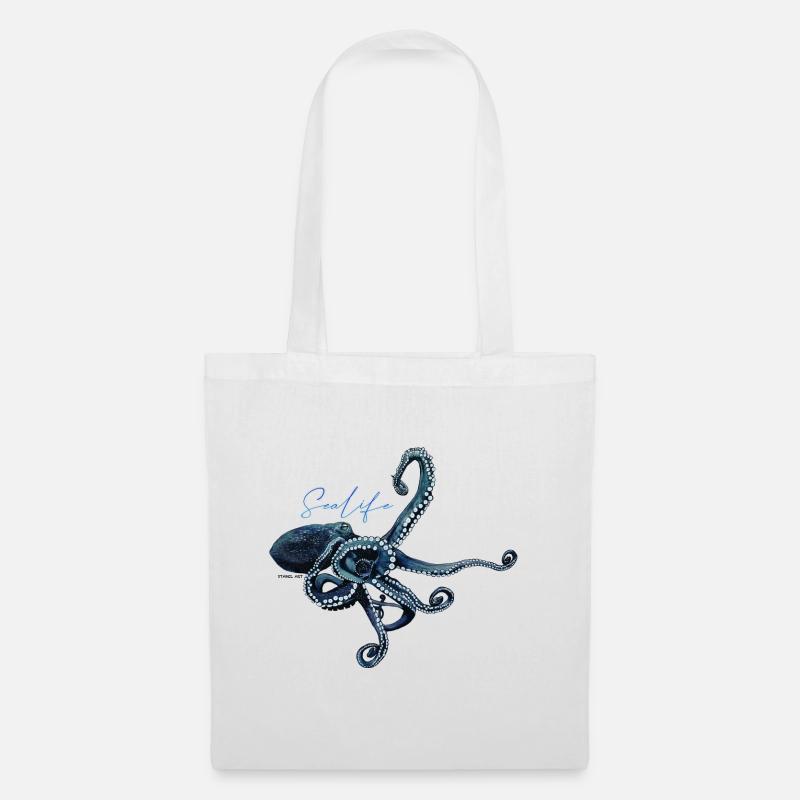 Oktopus - Krake - Stoffbeutel - Weiß