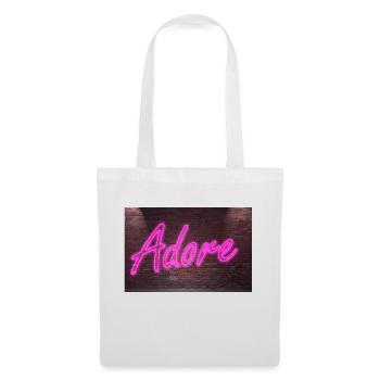 Neon adore lettering on Brick Wall at night - Tote Bag - white - Front