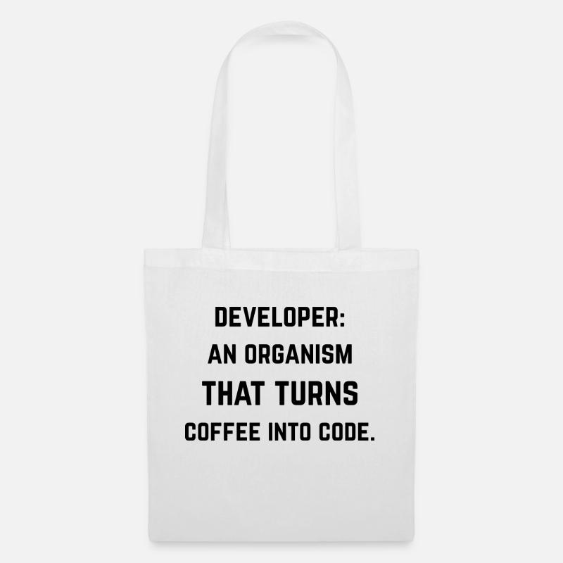 Developer: organization turning coffee into code - Tote Bag - white