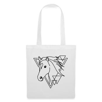 Pferd in geometrischer Form - Line-Art-Design - Stoffbeutel - Weiß - Vorne