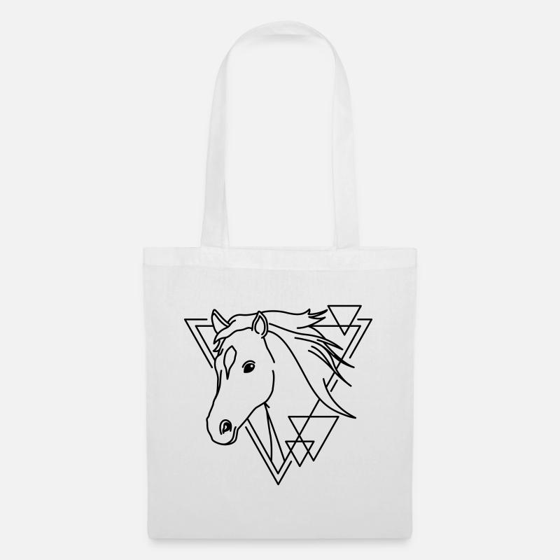 Cheval en forme géométrique - Conception d’art au trait - Sac en tissu - blanc
