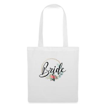 Bride Schriftzug mit schöner Umrandung - Stoffbeutel - Weiß - Vorne