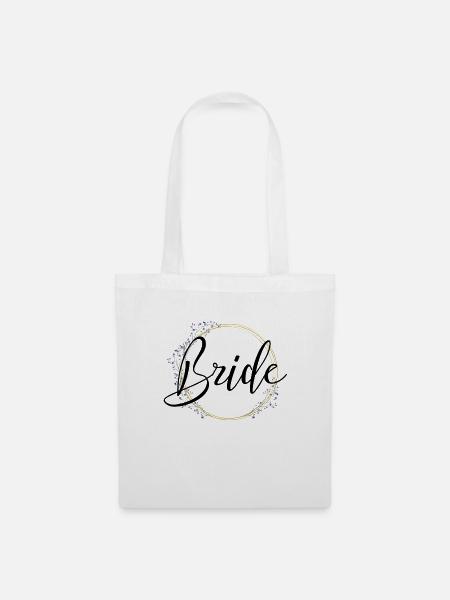 Bride Schriftzug mit schöner Umrandung - Stoffbeutel - Weiß