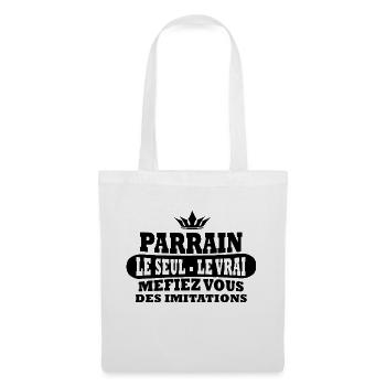 parrain le vrai / cadeau humour parrain - Sac en tissu - blanc - Devant