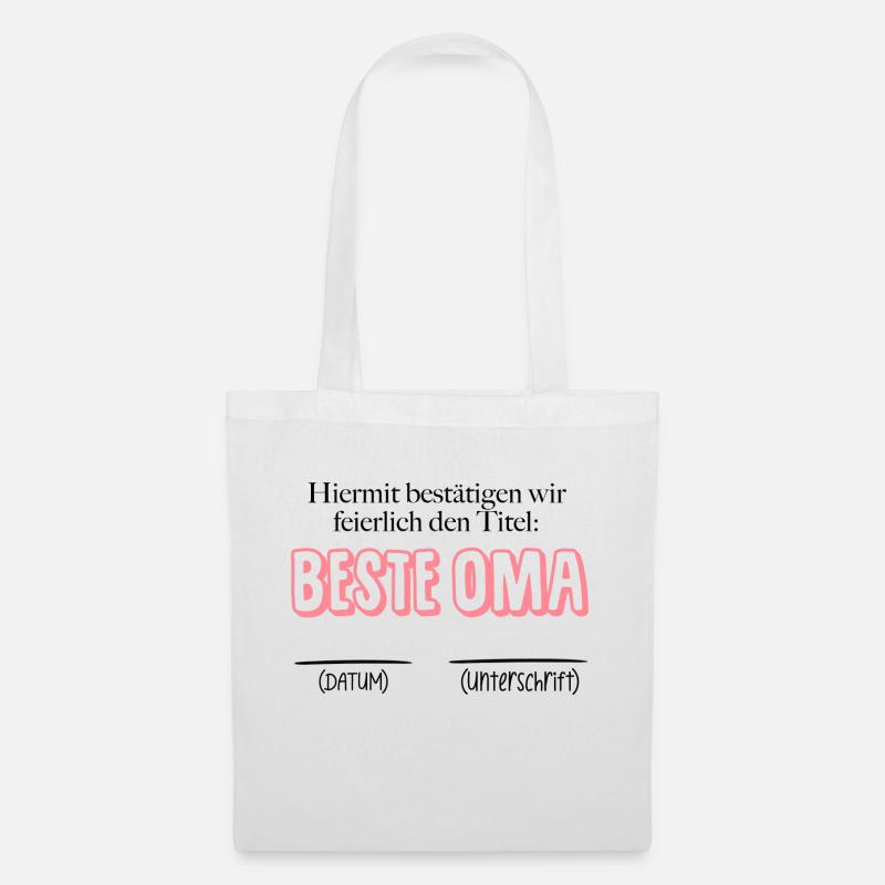 Bestätigung beste OMA - Datum & Unterschrift - Stoffbeutel - Weiß