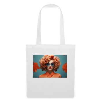 Retro Look - Frau mit Sonnenbrille in Orange - Stoffbeutel - Weiß - Vorne