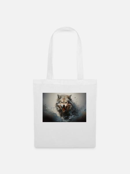 Bozkurt - grauer Wolf - Stoffbeutel - Weiß