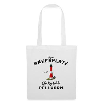 Pellworm, Ankerplatz Glücksgefühle, Leuchtturm - Stoffbeutel - Weiß - Vorne