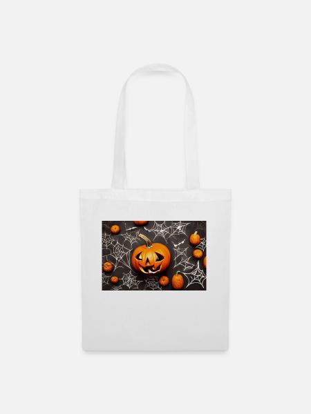 Halloween-Kürbis - Stoffbeutel - Weiß