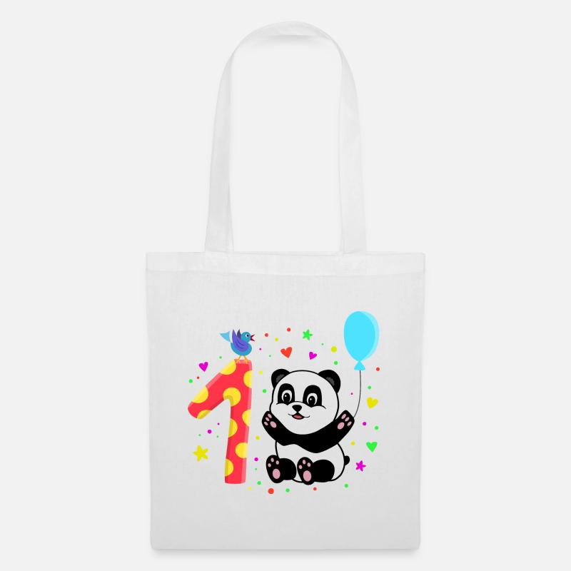 Erster Geburtstag 1. Jahr Panda süßes Geschenk - Stoffbeutel - Weiß