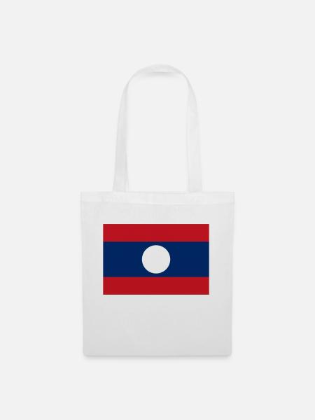 Laos flag / Drapeau Laos - Sac en tissu - blanc