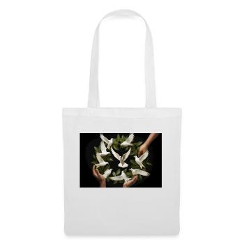 Group of nine white peace doves flying. - Tote Bag - white - Front