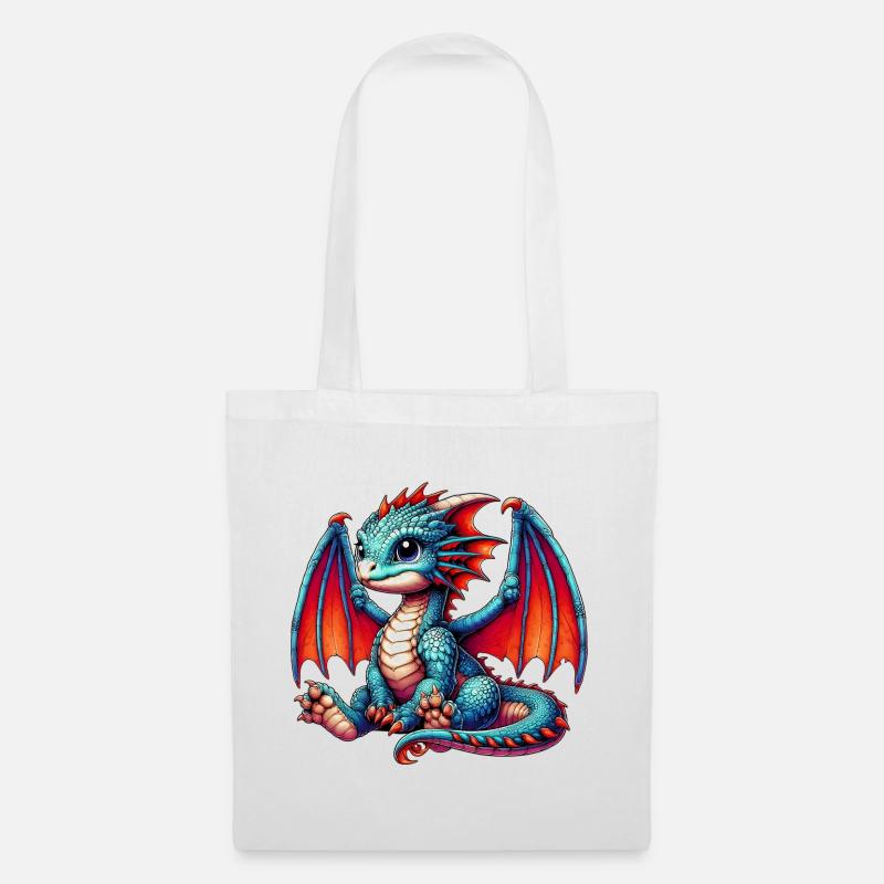 Drache - Stoffbeutel - Weiß