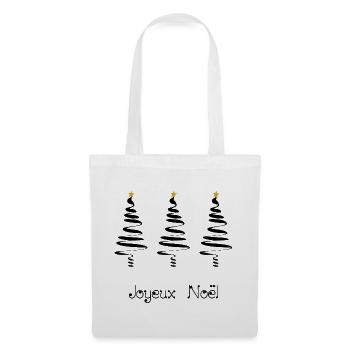 TANNE. WEIHNACHTEN. FROHE WEIHNACHTEN. ALLES GUTE ZUM NEUEN JAHR - Stoffbeutel - Weiß - Vorne