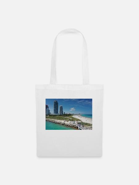 Miami Beach Piermit Wolkenkratzer - Stoffbeutel - Weiß