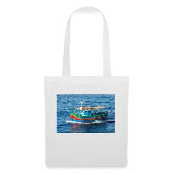 Malta traditionelles Fischerboot Luzzu - Stoffbeutel - Weiß - Vorne