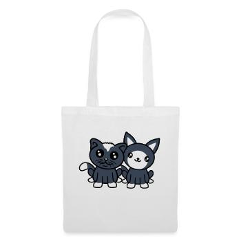 2 chats amis équipe équipage deux chatons de compagnie - Sac en tissu - blanc - Devant