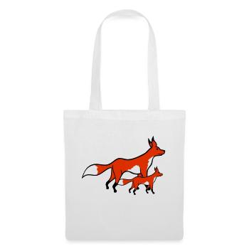 2 Foxes Mother Red Fox Little Child Father Mom - Tote Bag - white - Front