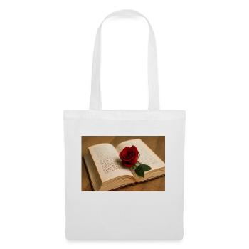 Hêtre et rose rouge - Sac en tissu - blanc - Devant