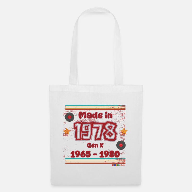 Retro-Design der 70er Generation - Stoffbeutel - Weiß