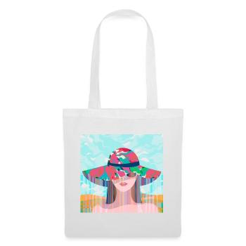 Woman with Psychedelic Colored Hat - Tote Bag - white - Front
