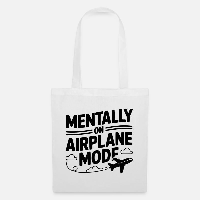 Mental im Flugzeugmodus - Stoffbeutel - Weiß