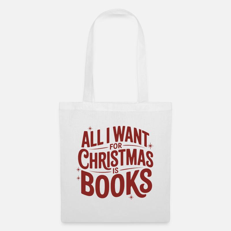 Weihnachtswunsch Bücher - Stoffbeutel - Weiß