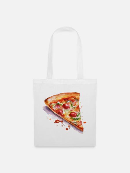Aquarell Pizza  - Stoffbeutel - Weiß