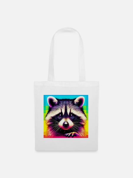 Waschbär - Stoffbeutel - Weiß