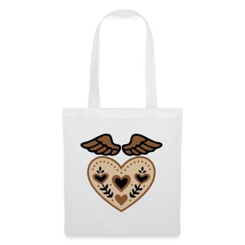 Tatouage d'ange gardien avec ailes en forme de cœur - Sac en tissu - blanc - Devant