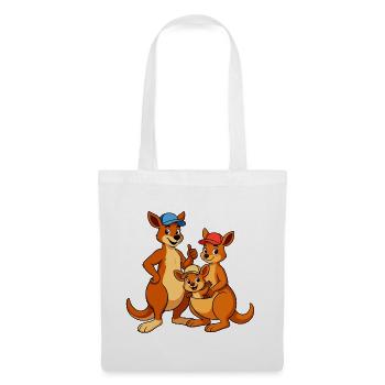 Dessin animé de la famille kangourou - Sac en tissu - blanc - Devant
