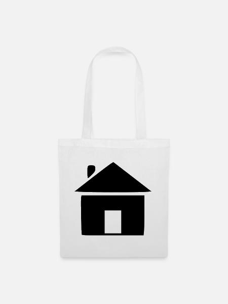 Haus minimal Bauherr Richtfest Geschenk - Stoffbeutel - Weiß