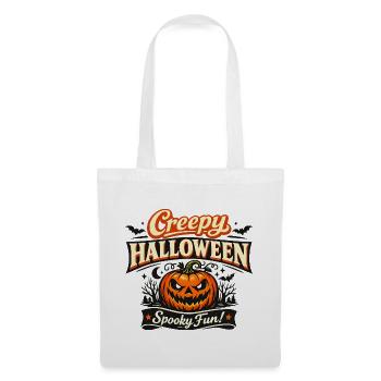 Creepy Halloween Kürbis-Logo - Stoffbeutel - Weiß - Vorne