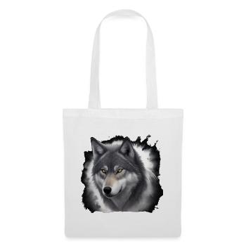 Wolfportrait mit Nebelschwaden - Stoffbeutel - Weiß - Vorne