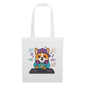 Süßer Corgi-DJ mit Kopfhörern Lustiger Musikliebhaber - Stoffbeutel - Weiß - Vorne
