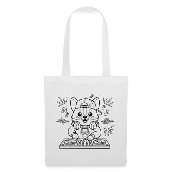 Niedliche Corgi-DJ-Musik-Gliederung Lustiges Hundeliebhaber-Geschenk - Stoffbeutel - Weiß - Vorne