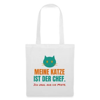Meine Katze ist der Chef – Katzen Spruch - Stoffbeutel - Weiß - Vorne